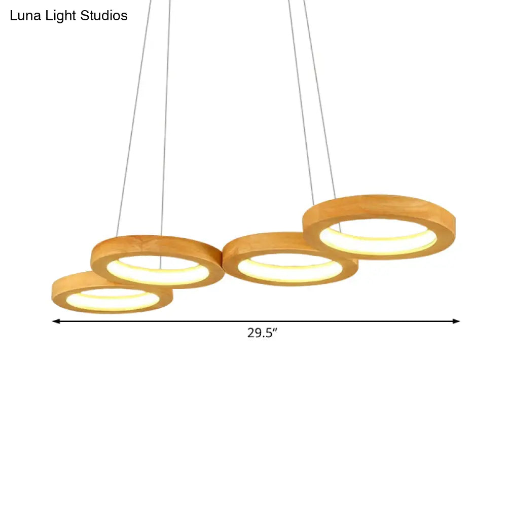 Modern Wooden Pendant Light: 4/5-Light Dining Room Chandelier Beige Led Orb Shade In Warm Light