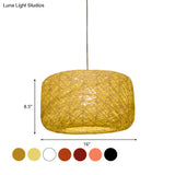 Modern Woven Rattan Drum Pendant Lamp - 8’/12’ Diameter Black/White