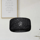 Modern Woven Rattan Drum Pendant Lamp - 8’/12’ Diameter Black/White Black / 8’