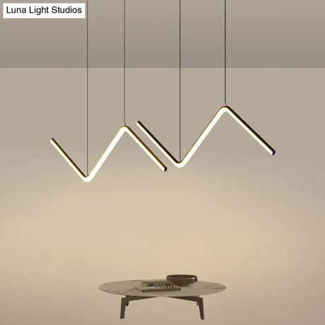 Modern Z-Shaped Led Pendant Light For Restaurants - Minimalist Aluminum Fixture