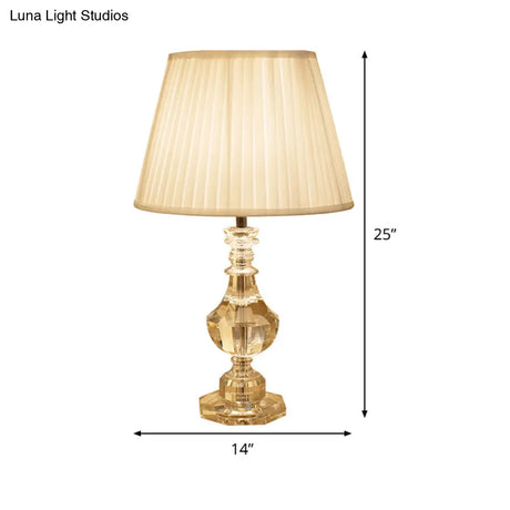 Modernism Urn-Shaped Crystal Nightstand Lamp With Hand-Cut Task Lighting - Beige