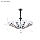 Modernist 10-Bulb Clear Crystal Glass Ceiling Chandelier - Black Suspension Lighting