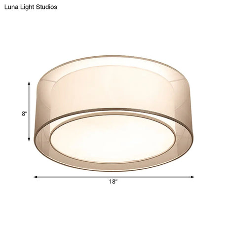 Modernist 4-Light Fabric Flush Mount For Bedroom - 18’/19.5’ Wide Drum Silver/Coffee Light Fixture