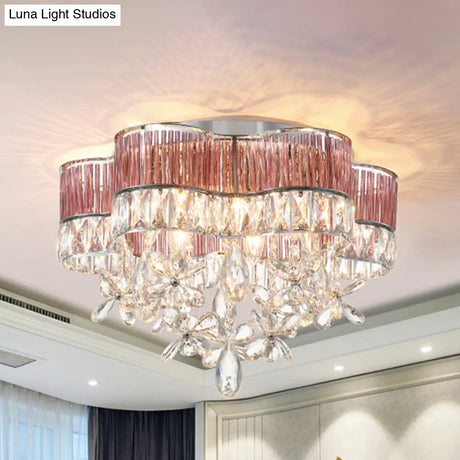Modernist 6 - Light Crystal Teardrop Ceiling Light - 17’/20’ Wide Flush Lamp Fixture