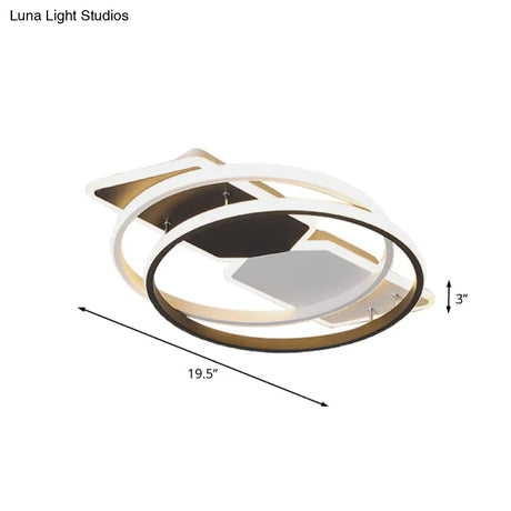 Modernist Acrylic Flushmount Led Ceiling Light For Bedroom - 16’/19.5’ Black