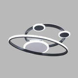Modernist Acrylic Led Bedroom Ceiling Lamp - 16.5/20.5 W Oval Ring Flush Mount Light Black