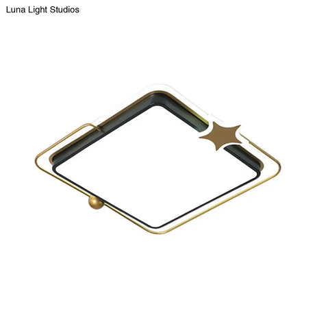 Modernist Acrylic Led Bedroom Flushmount Lighting In Black With Round/Square Flush Mount Warm/White