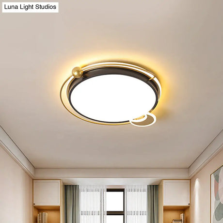 Modernist Acrylic Led Bedroom Flushmount Lighting In Black With Round/Square Flush Mount Warm/White