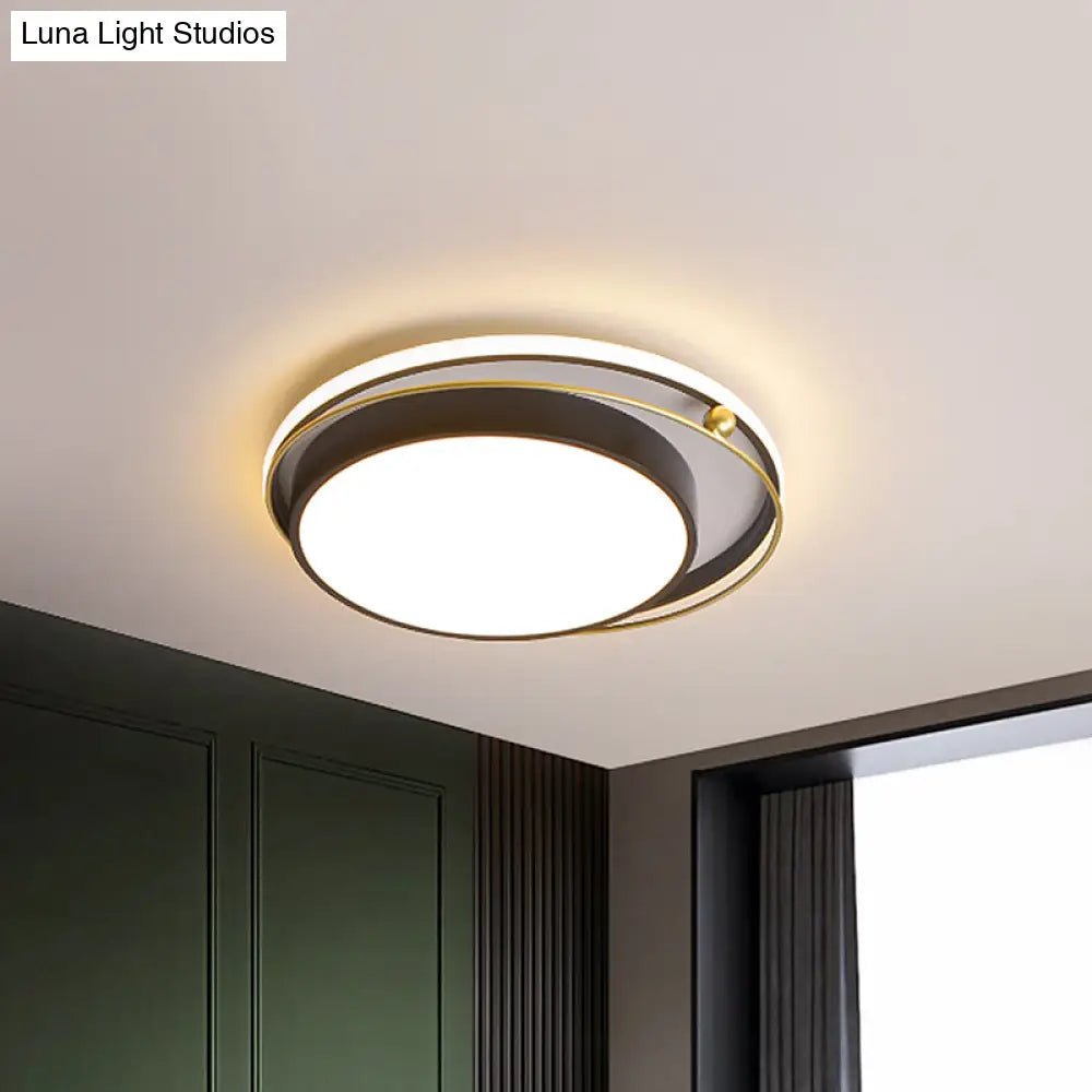 Modernist Acrylic Led Flush Mount Light Black/Gold 16’/19.5’ Ceiling Fixture