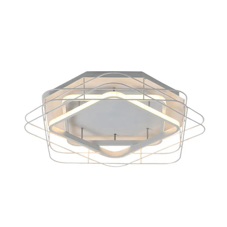 Modernist Acrylic Square Frame Flush Mount Lamp: 20.5/25 Wide Black/White Led Ceiling Fixture For
