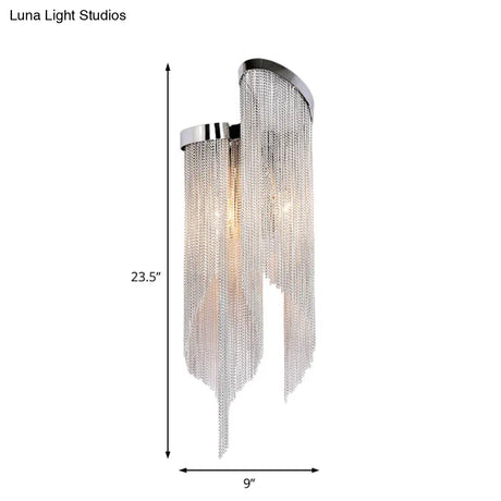 Modernist Aluminum Tassel Wall Sconce Light In Gold/Silver For Living Room