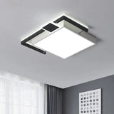 Modernist Black/Gold Led Flush Mount Lamp - 16’/19.5’/35.5’ Wide Iron Ceiling Fixture For