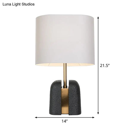 Modernist Black Oblong Bedside Lamp With Fabric Shade - Ideal For Reading And Nightstand