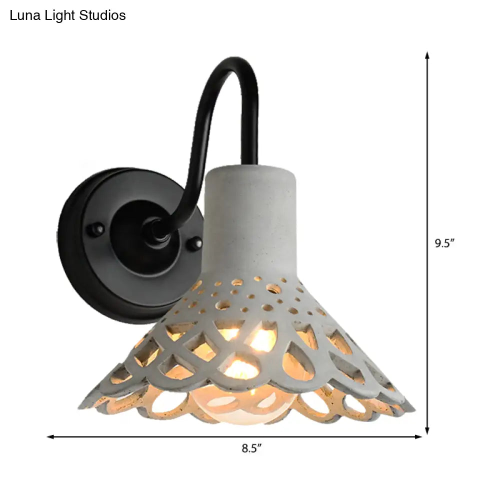 Modernist Cement Gooseneck Wall Mounted Light Fixture - 1 Grey (8.5/9.5/10 Width)