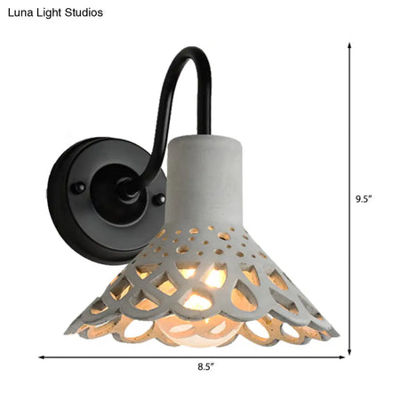 Modernist Cement Gooseneck Wall Mounted Light Fixture - 1 Grey (8.5/9.5/10 Width)