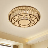 Modernist Chrome Led Ceiling Lamp With Beveled Crystal For Sleeping Room / Leaf
