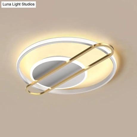 Modernist Circle Thin Flush Mount Led Ceiling Light Fixture - Black/Gold/White 16.5’/20.5’ Wide