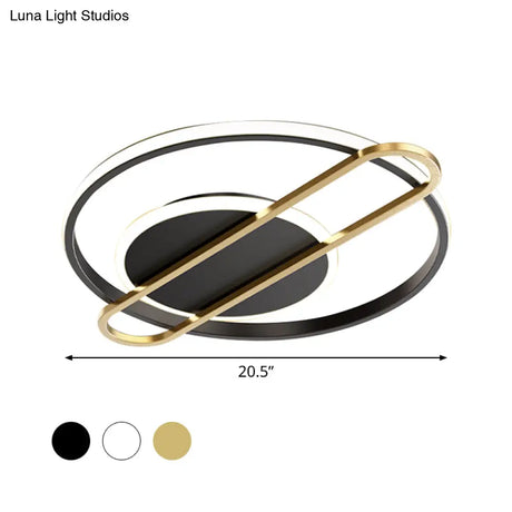Modernist Circle Thin Flush Mount Led Ceiling Light Fixture - Black/Gold/White 16.5’/20.5’ Wide