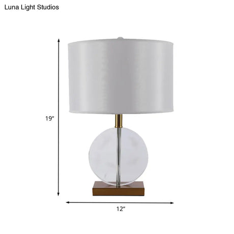 Modernist Circular Fabric Task Light Crystal Reading Lamp In Gold