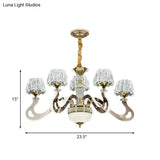 Modernist Conical Clear Crystal Hanging Light Kit - 3/5 Head Led Chandelier Pendant Lamp For Bedroom