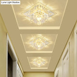 Modernist Crystal Block Flushmount Ceiling Light With Led - White/Warm