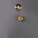 Modernist Glass Round Sconce Lamp: 1-Light Wall Mounted Light In Gold For Living Room Smoke Gray