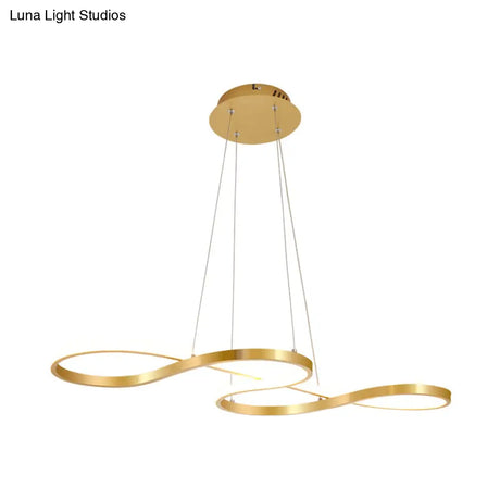 Modernist Gold Kitchen Chandelier Ceiling Pendant Light With Silica Gel And Led Closed Curve Design