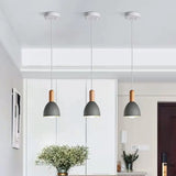Modernist Grey Bowl Ceiling Light With Metal Shade - Single Bulb Suspension Fixture