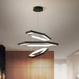 Modernist Hexagon Acrylic Chandelier - Black Led Ceiling Light With White/Warm 1/2/3 Lights 3 / Warm