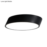 Modernist Led Bedroom Flush Mount Light In White/Black Inclined Elliptical Design 10’/16’/19.5’ Wide