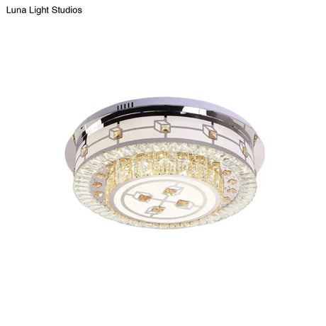 Modernist Led Chrome Crystal Flush Mount Ceiling Light For Living Room - 23.5’/31.5’ Diameter