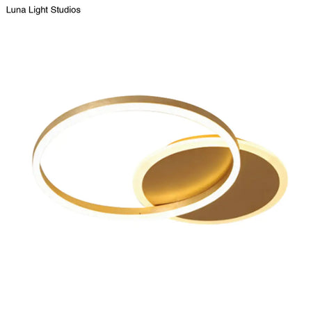 Modernist Led Flushmount Gold Hoop Ceiling Light Acrylic Shade Warm/White – 2/3/5-Head