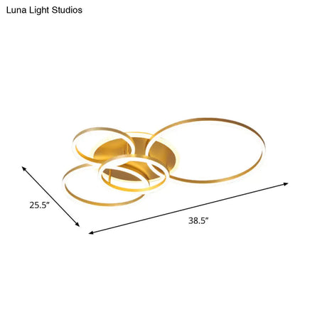 Modernist Led Flushmount Gold Hoop Ceiling Light Acrylic Shade Warm/White – 2/3/5-Head