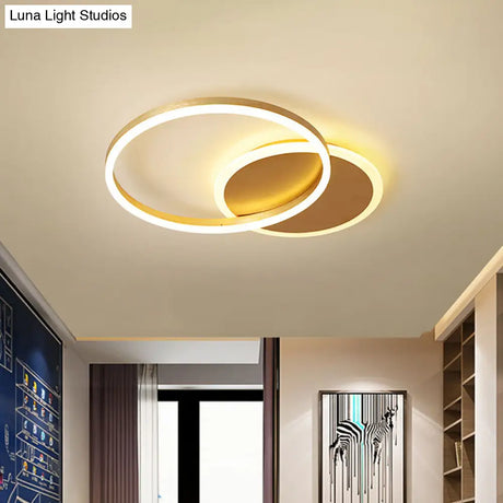 Modernist Led Flushmount Gold Hoop Ceiling Light Acrylic Shade Warm/White – 2/3/5-Head