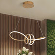 Modernist Led Pendant Chandelier In White/Warm/Natural Light With Acrylic Shade And Gold Spiral