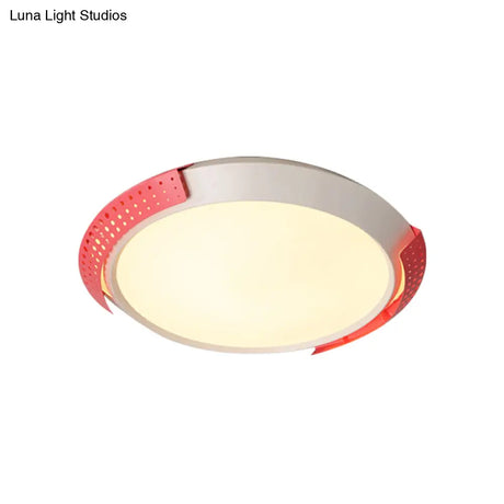 Modernist Led Pink/Gold Round Metal Ceiling Fixture With Hollow Design 16’/19.5’/23.5’ W