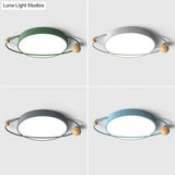 Modernist Led Ringed Planet Flush Light For Bedroom Ceiling - Acrylic Lamp