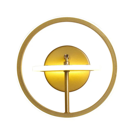 Modernist Led Wall Light Fixture With Adjustable Arm In Gold - Metal Circle Lighting Warm/White