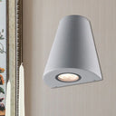 Modernist Led Wall Sconce With Aluminum Shade - Black/Gray Tapered Design For Porch Warm/White