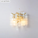 Modernist Metal 2-Head Wall Light Fixture In Brass With Crystal Deco - Bedroom Sconce Lighting