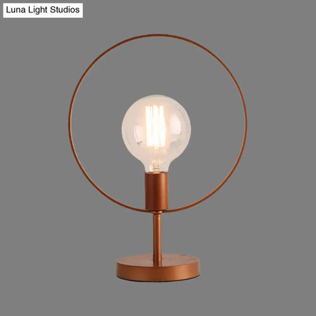 Modernist Metal Desk Lamp: Circular 1 Head Burgundy Reading Light For Study