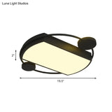 Modernist Metal Flushmount Led Ceiling Fixture - Ring And Rectangle Design 16’/19.5’ Wide Black