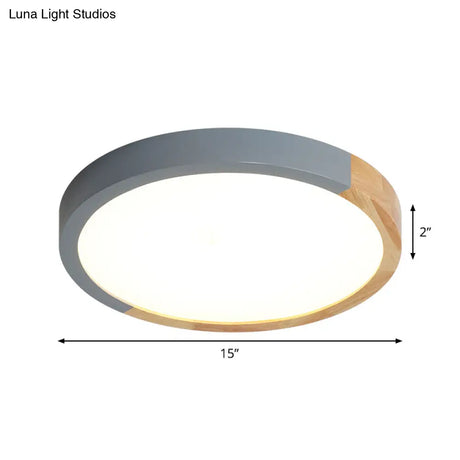Modernist Metal Led Flush Mount Light In Beige - Circular Close To Ceiling Lighting 12’/15’/19’ Wide