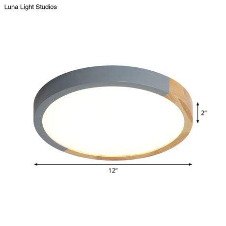 Modernist Metal Led Flush Mount Light In Beige - Circular Close To Ceiling Lighting 12’/15’/19’ Wide