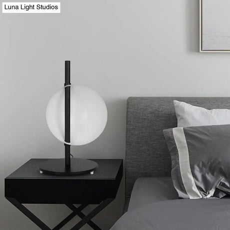 Modernist Metal Led Nightstand Lamp In Black - Stylish Lighting For Living Room