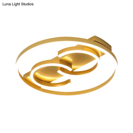 Modernist Metal Led Semi Flush Mount Gold Ceiling Light With Warm/White Lighting 18’/21.5’ Width