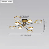 Modernist Metal Ring Chandelier Pendant Light With Hanging Cord - Perfect For Living Room