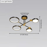 Modernist Metal Ring Chandelier Pendant Light With Hanging Cord - Perfect For Living Room