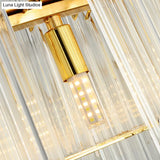 Modernist Metal Ring Pendant Chandelier With Crystal Pipe - Gold