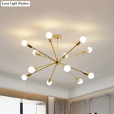 Modernist Metal Starburst Chandelier Light - 26’’/38.5’’ Wide Gold 6/10/12 Lights Hanging